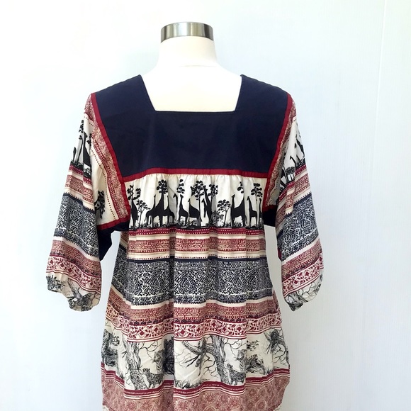 Vintage 70’s Krist Gudnason safari bohemian mumu kaftan patio dress - Picture 7 of 9